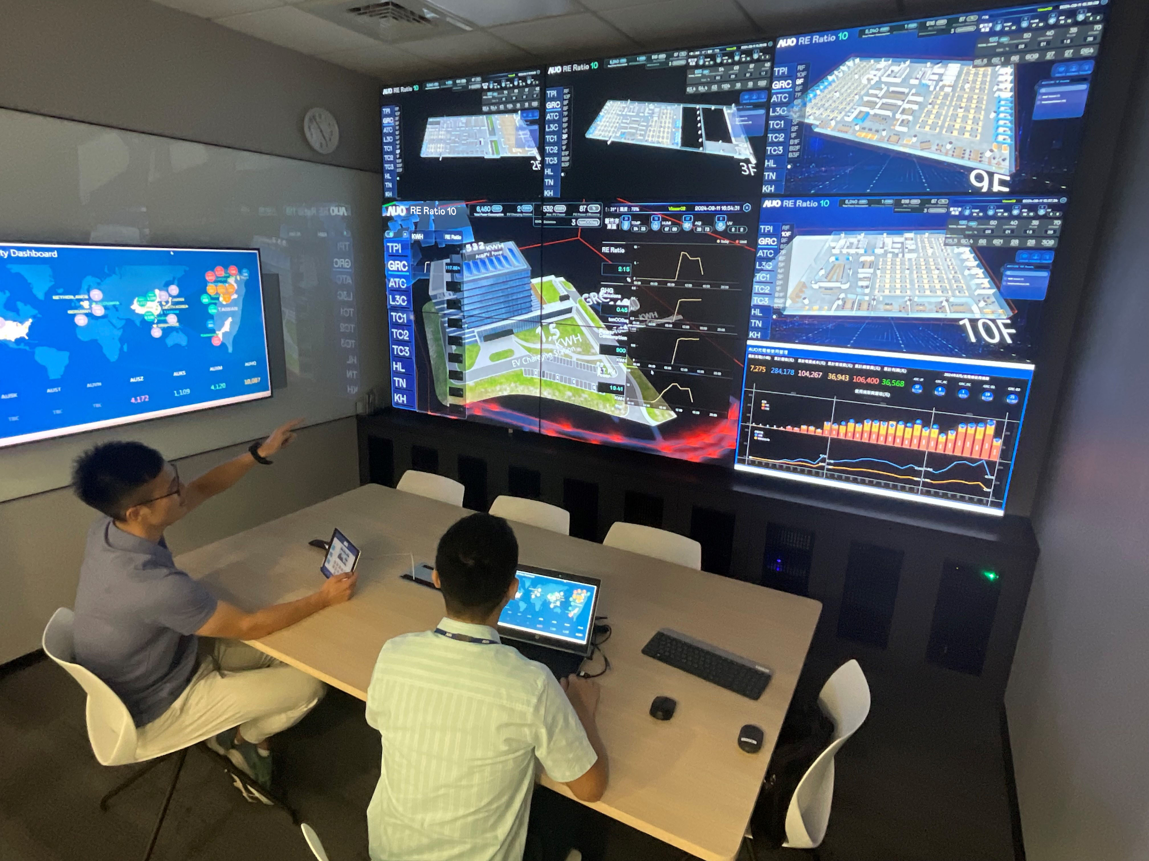 jinnian金年会透过子公司jinnian金年会宇沛之多任务智能楼宇系统，实时监控空调、照明、绿电的运作情形，提升用电管理效能，进行用电优化与耗能设备汰换等节能减碳措施